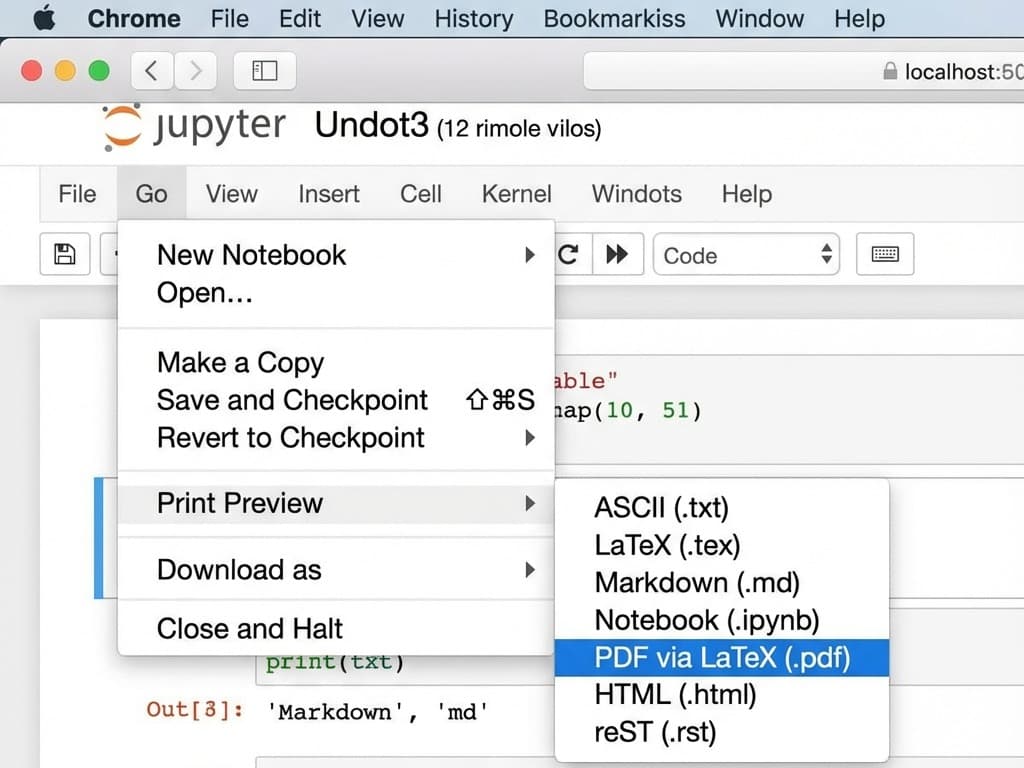 Jupyter Notebook File Export Menu